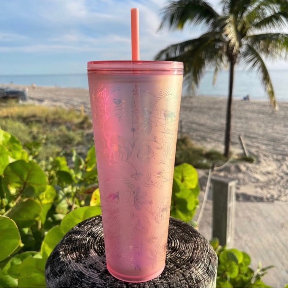 Starbucks HOLIDAY 2022 WOODLAND Light-Pink LACE Soft-Touch Tumbler